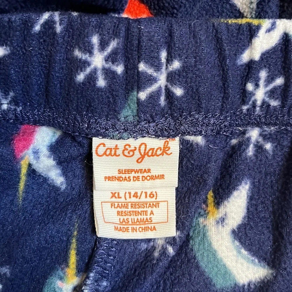 Cat & Jack Pajama Set Plush Hooded Top and Unicorn Fleece Pant Girls XL